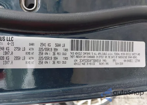 2015 Dodge Journey Sxt z USA, uszkodzony, nr VIN 3C4PDDBG4FT684910